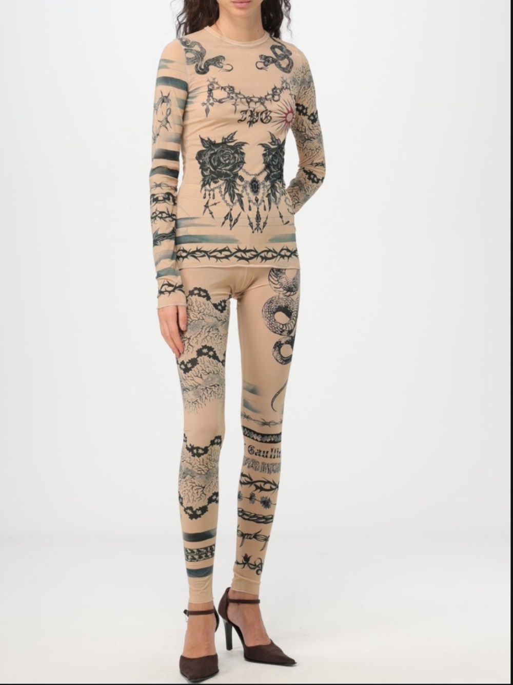 Jean Paul Gaultier Beige Top with Black Print - Picture 10 of 10